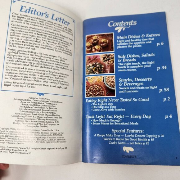 Pillsbury Classic Cookbooks Cook Light Eat Right Recipes - Picture 10 of 11
